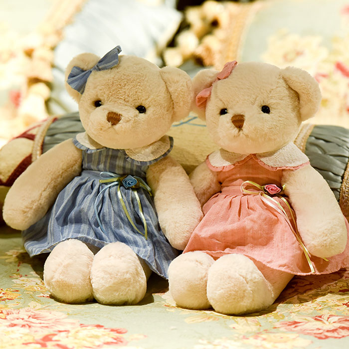 女童伴随裙子泰迪熊毛绒玩具可爱布娃娃女孩礼物