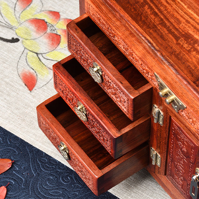 中式实木雕花首饰盒