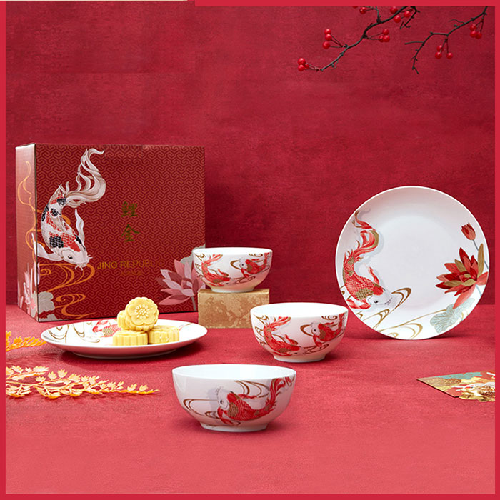 中国传统风格陶瓷餐具礼盒