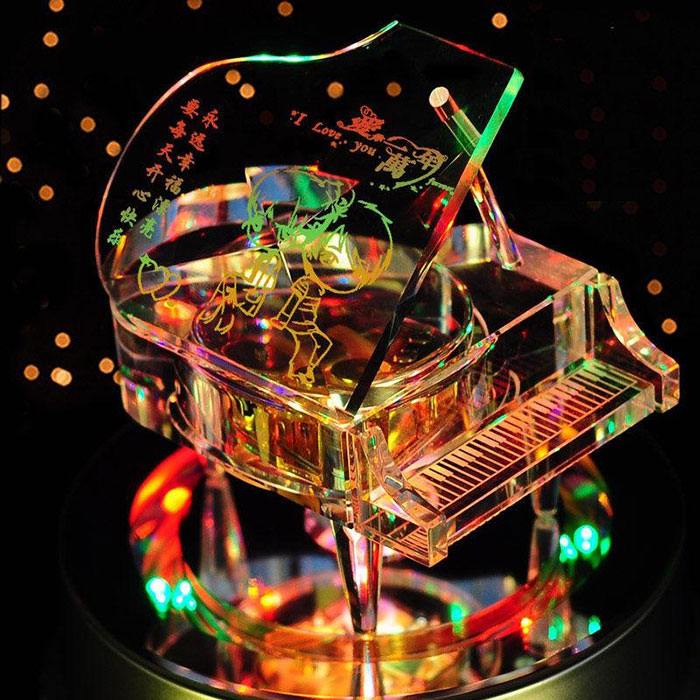 水晶钢琴音乐盒照片DIY定制八音盒女生生日情