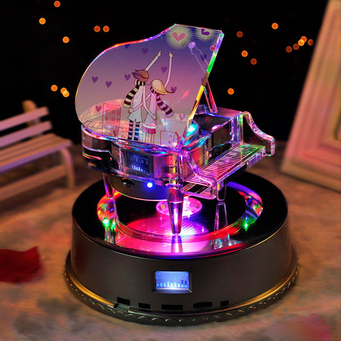 水晶钢琴音乐盒照片DIY定制八音盒女生生日情人节创意礼物