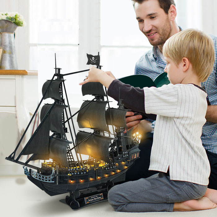  黑珍珠號海盜船3D拼圖模型拼裝減壓益智拼圖