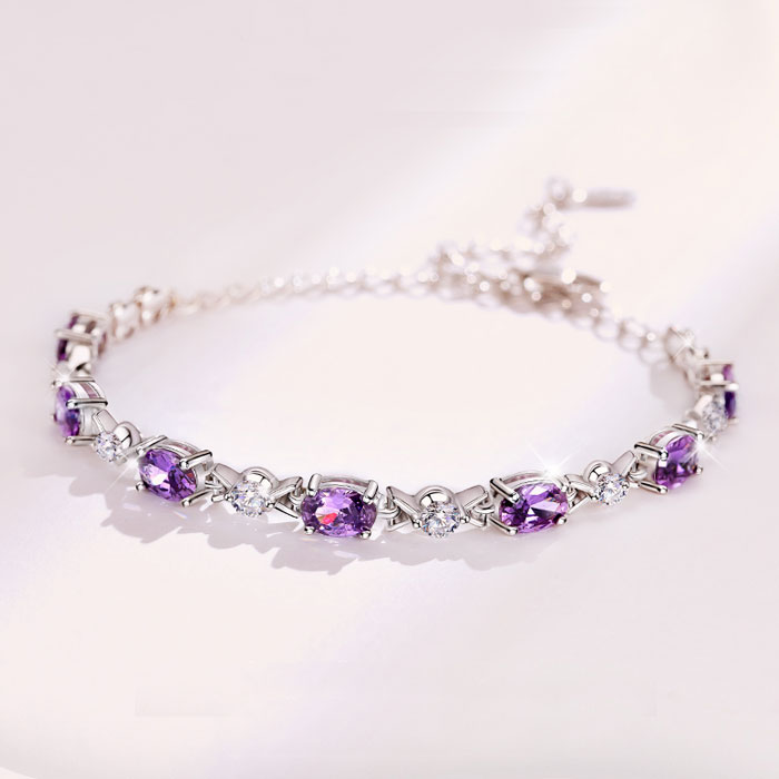 紫水晶純銀手鏈