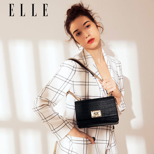ELLE女士菱格纹斜挎包