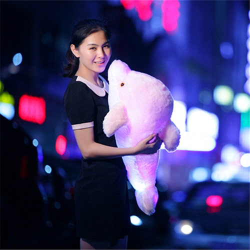 七彩海豚公仔发光音乐抱枕毛绒玩具可爱枕头创意儿童女生生日礼物