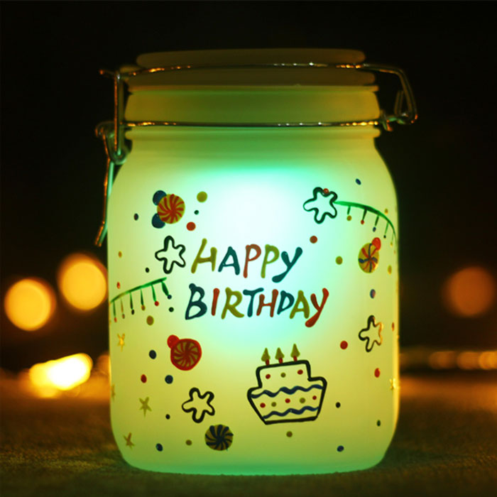 生日祝福手绘阳光罐
