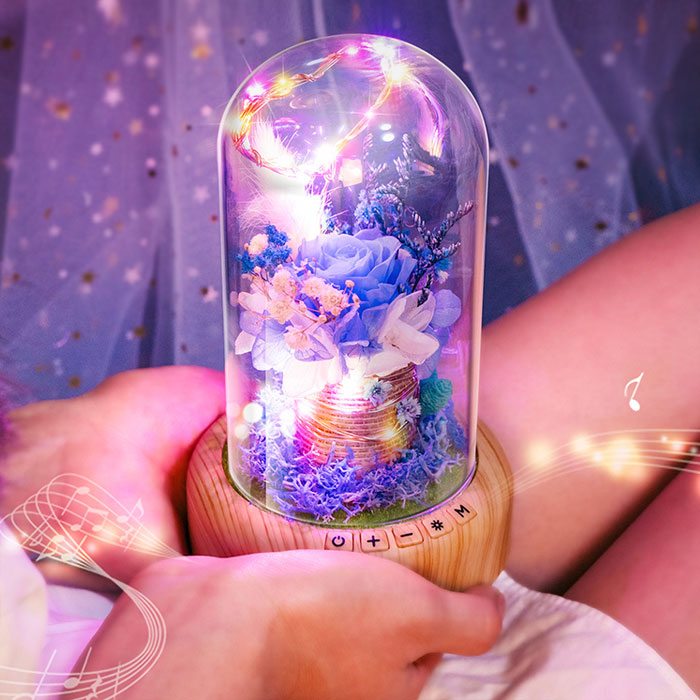 玻璃罩永生玫瑰花音响