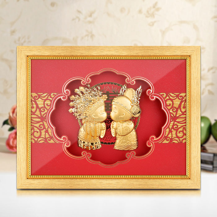 婚庆娃娃金箔画