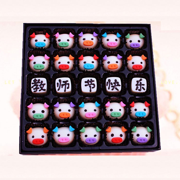 创意猪头刻字巧克力
