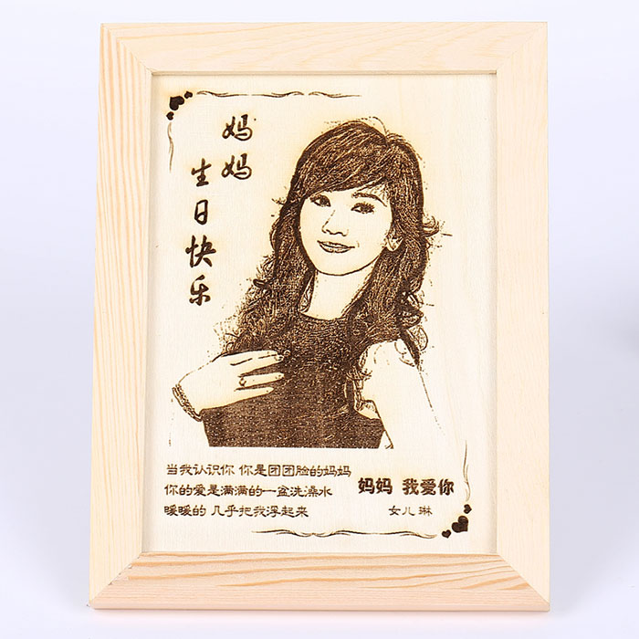 母亲照片木刻画定制