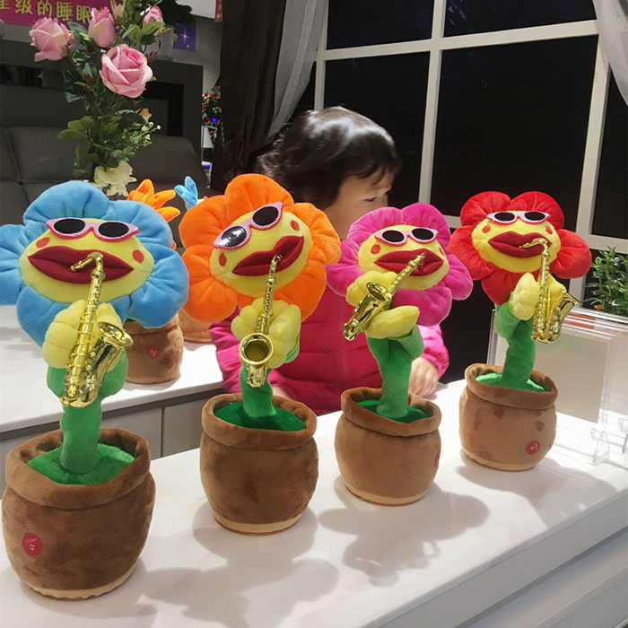 妖娆花玩具抖音同款太阳花会唱歌跳舞吹喇叭的向日葵网红创意礼物