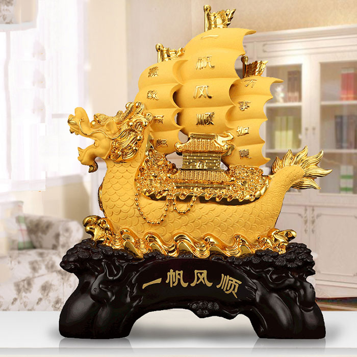 一帆风顺沙绒金摆件