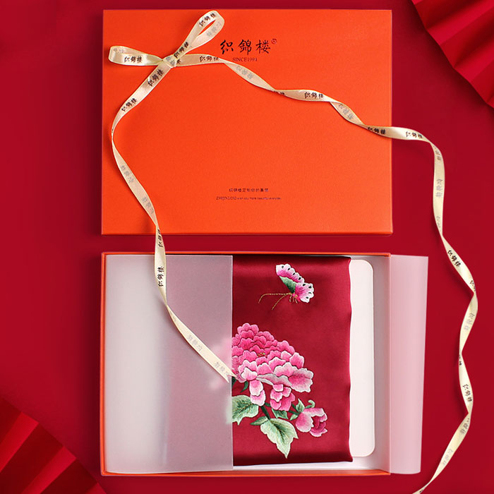 中国传统风格桑蚕丝刺绣丝巾