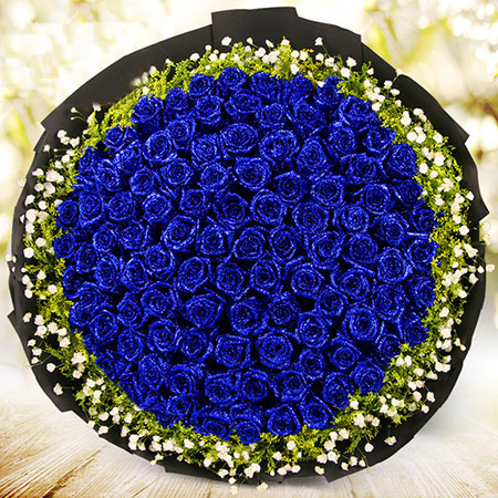 蓝色妖姬鲜花花束